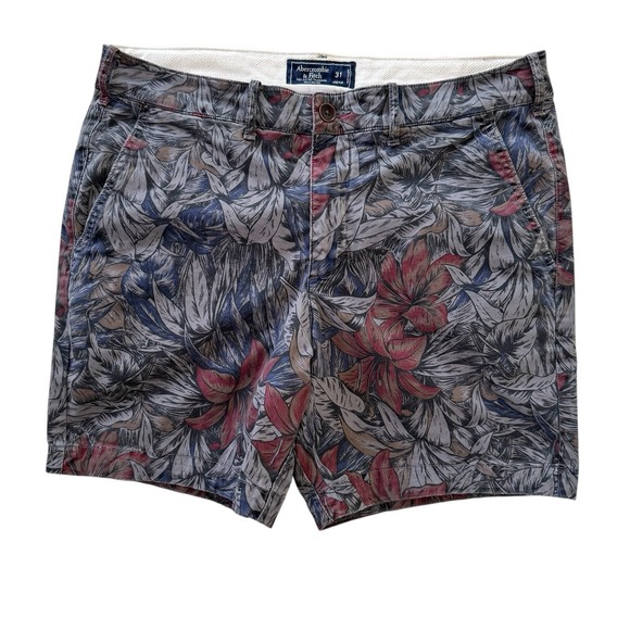 Abercrombie & Fitch 33x6.5* Stretch Gray Floral Men's Chino Shorts‎ - Picture 1 of 7
